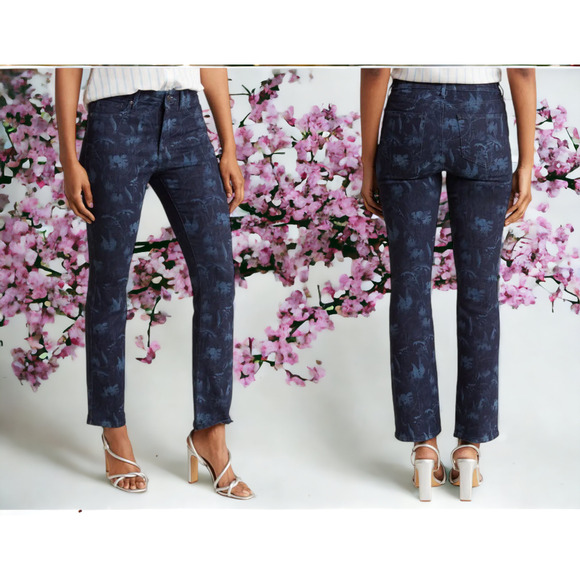 NYDJ Marilyn Straight Leg Jeans in Floral Print - Picture 7 of 9